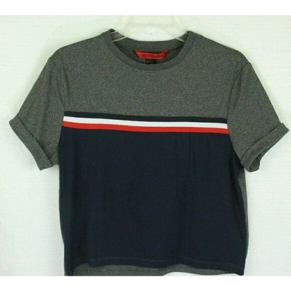 Hot Kiss Tops - Hot Kiss Top Striped Short Sleeves Stretch Womens S